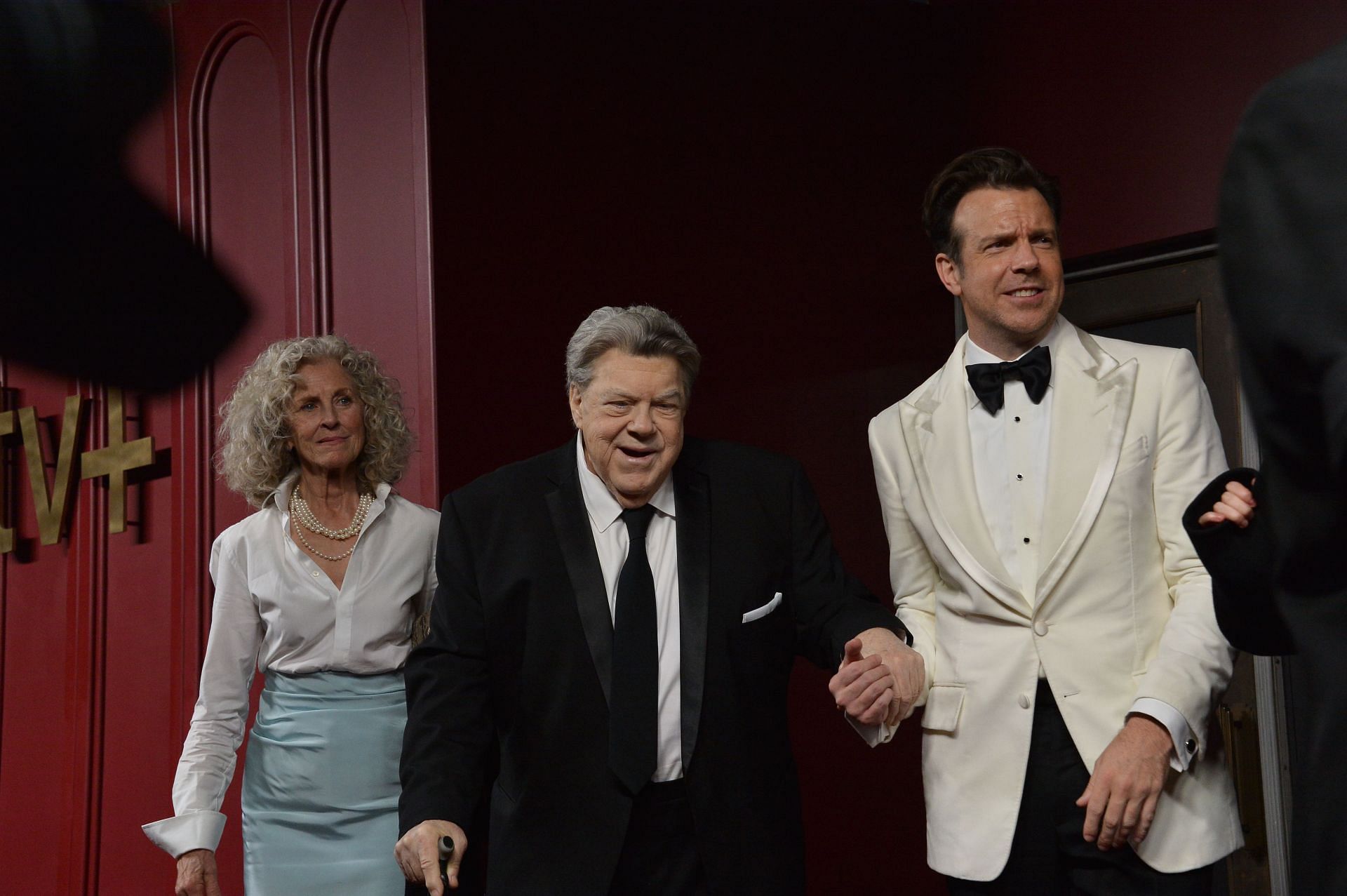 George Wendt with his wife, Bernadette Birkett, and his nephew, Jason Sudeikis, at Apple TV+'s Primetime Emmy Party - Arrivals - (Image via Getty)